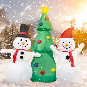 img 2 attached to 8-футовая рождественская надувная елка с украшением в виде снеговика - меняющие цвет огни, открытый рождественский декор для двора, лужайки, сада от SEASONJOY