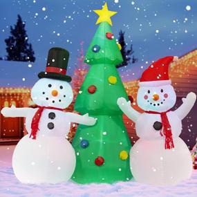 img 3 attached to 8Ft Christmas Inflatable Tree With Snowman Decoration - Color Changing Lights, Outdoor Blow Up Xmas Decor For Yard Lawn Garden By SEASONJOY