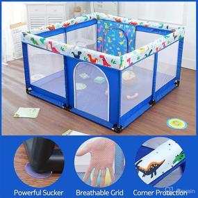 img 3 attached to Versatile Baby Play Yard: Anti-Fall Safety Activity Center for Toddlers - Portable, Breathable Mesh, Indoor Outdoor Use - Blue (49*49in)