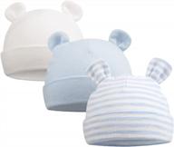 очаровательные полосатые шапочки для новорожденных с медвежьими ушками - идеально подходят для недоношенных и младенцев 0-6 месяцев логотип