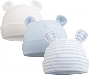 img 4 attached to Adorable Striped Newborn Hats With Bear Ears - Perfect For Preemies & Infants 0-6 Months