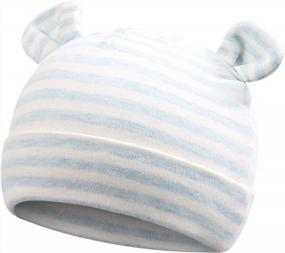 img 3 attached to Adorable Striped Newborn Hats With Bear Ears - Perfect For Preemies & Infants 0-6 Months