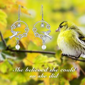 img 2 attached to Sterling Silver Hummingbird Earrings With Simulated Pearl And Crystal Accents - Perfect Hummingbird Jewelry Gift For Women And Girls On Birthdays Or Special Occasions