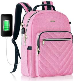 img 4 attached to 🎒 Large Pink Quilted Baby Diaper Bag Backpack for Mom - USB Charging, Multifunction Travel Diaper Bag with Stroller Straps - Maternity Nappy Bag for Women - Perfect Gift for Mothers