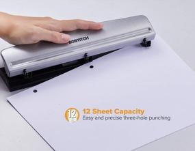 img 1 attached to 🖥️ Bostitch Office HP12 3 Hole Punch: Durable Silver Metal Design, Effortlessly Punches 12 Sheets