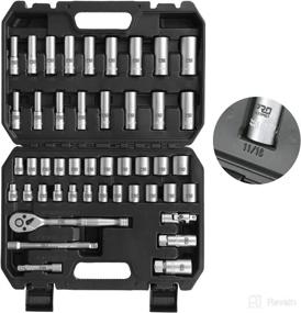 img 4 attached to 🔧 High-Quality 46-Piece Drive Socket Wrench Set with 3/8 Impact Sockets, SAE/Metric, 72 Tooth Ratchet, Universal Joint, and Extension Bars