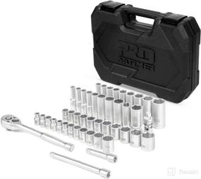 img 3 attached to 🔧 High-Quality 46-Piece Drive Socket Wrench Set with 3/8 Impact Sockets, SAE/Metric, 72 Tooth Ratchet, Universal Joint, and Extension Bars