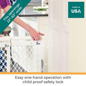 img 2 attached to 🐾 North States MyPet 62" Wide Extra Wide Pet Gate: USA-Made, Easy-to-Operate, Hardware Mount Pet Gate for Spacious Areas (31" Tall, Ivory)