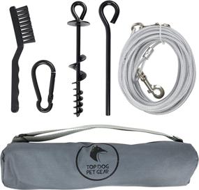 img 4 attached to Premium Heavy-Duty Dog Tie-Out Stake Set with Cleaning Brush, Metal Carabiner, and Long Leash for Dogs: Ideal for Outdoor Activities, Camping, Yard, Park, and Beach - Top Dog Pet Gear