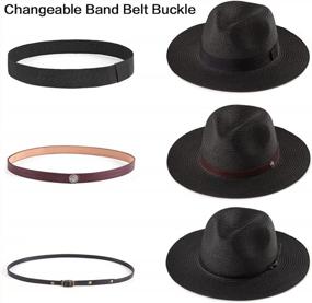 img 3 attached to Fedora Hats For Women Changeable Band Belt Buckle Wide Brim Sun Hat Straw Panama Hat