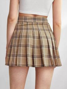 img 3 attached to WDIRARA Women'S Casual Plaid High Waist Pleated A-Line Uniform Mini Skirt