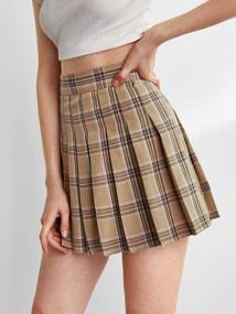 img 1 attached to WDIRARA Women'S Casual Plaid High Waist Pleated A-Line Uniform Mini Skirt