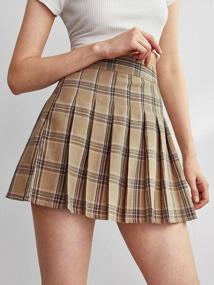 img 2 attached to WDIRARA Women'S Casual Plaid High Waist Pleated A-Line Uniform Mini Skirt