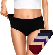 olikeme women's mid waist cotton underwear soft hipster briefs full size,multi m logo