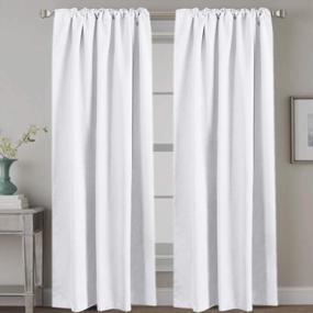 img 3 attached to Room Darkening Curtains - H.VERSAILTEX Thermal Insulated Drapes For Living Room & Bedroom, White Window Treatment Panels With Back Tab/Rod Pocket, Privacy Assured, 52 X 84 Inch, Set Of 2 Panels