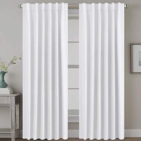 img 4 attached to Room Darkening Curtains - H.VERSAILTEX Thermal Insulated Drapes For Living Room & Bedroom, White Window Treatment Panels With Back Tab/Rod Pocket, Privacy Assured, 52 X 84 Inch, Set Of 2 Panels