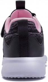 img 1 attached to HOBIBEAR Girls Knit Running Shoes Breathable Lightweight Mesh Athletic Sneakers Black/Pink AS 8.5 Toddler