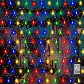 img 4 attached to Joliyoou Multicolor Mesh Net String Lights, 200 LED Christmas Fairy Lights With 8 Modes, 9.8Ft X 6.6Ft Plug-In For Wall Hanging, Bush Lawn Covering & Holiday Decorations