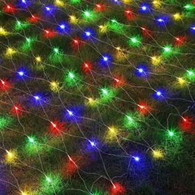 img 2 attached to Joliyoou Multicolor Mesh Net String Lights, 200 LED Christmas Fairy Lights With 8 Modes, 9.8Ft X 6.6Ft Plug-In For Wall Hanging, Bush Lawn Covering & Holiday Decorations