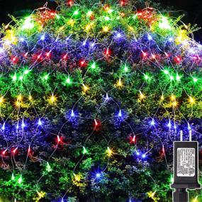 img 1 attached to Joliyoou Multicolor Mesh Net String Lights, 200 LED Christmas Fairy Lights With 8 Modes, 9.8Ft X 6.6Ft Plug-In For Wall Hanging, Bush Lawn Covering & Holiday Decorations