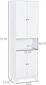 img 2 attached to Белый отдельно стоящий шкаф для хранения в ванной комнате с регулируемыми полками, 2 шкафами и столешницей - современный высокий и узкий напольный шкаф для ванной комнаты от HOMCOM