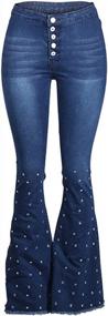 img 3 attached to Women'S Fashion High Waist Embroidered Rivet Pearl Skinny Jeans Denim Pencil Pants