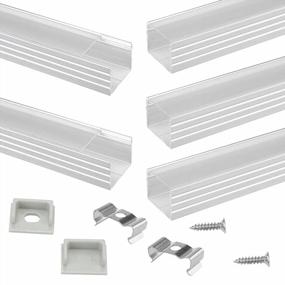 img 4 attached to Muzata 5Pack 3.3FT/1M Silver LED Channel With Clear Anti-UV Sun Protection Cover,16Mm Wide Aluminum Track For Waterproof Light Strips U103 1M WT, LU2 LP1 LH1 UV1