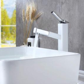 img 4 attached to KAIYING Bathroom Pull Down Vessel Sink Faucet, Lavatory Single Hole Basin Sink Faucet With Pull Out Sprayer, Single Handle Utility Mixer Tap With Rotating Spout (Tall, Chrome & White)