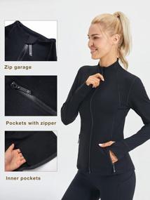 img 2 attached to Women'S FITTIN Workout Jacket - Full Zip Up Athletic Running Gym Slim Fit Yoga Track Jacket W/ Thumb Hole