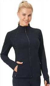 img 4 attached to Women'S FITTIN Workout Jacket - Full Zip Up Athletic Running Gym Slim Fit Yoga Track Jacket W/ Thumb Hole