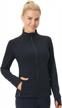 women's fittin workout jacket - full zip up athletic running gym slim fit yoga track jacket w/ thumb hole logo