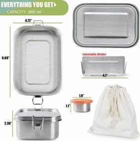 img 3 attached to Shopwithgreen Stainless Steel Bento Box With Leak-Proof Dipping Container And Reusable Lunch Bag, Removable Divider And Silicone Lid, Ideal For Kids And Adults, Dishwasher And Freezer Safe.