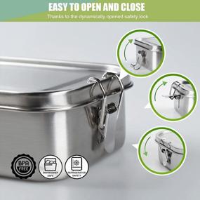 img 1 attached to Shopwithgreen Stainless Steel Bento Box With Leak-Proof Dipping Container And Reusable Lunch Bag, Removable Divider And Silicone Lid, Ideal For Kids And Adults, Dishwasher And Freezer Safe.