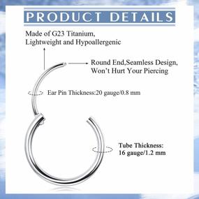 img 3 attached to Milacolato G23 Titanium Hoop Earrings For Women Men Girls Hypoallergenic Hinged Huggie Hoop Earrings Cartilage Helix Sleeper Lightweight Small Hoop Earring Silver/Gold/Rose Gold/Black