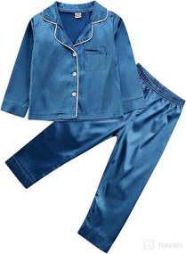 img 4 attached to 👶 Adorable Kids Toddler Baby Satin Pajamas Set: Long Sleeve Button Down Top & Pants for Ultimate Night Comfort – Girls and Boys Pjs Sleepwear Collection