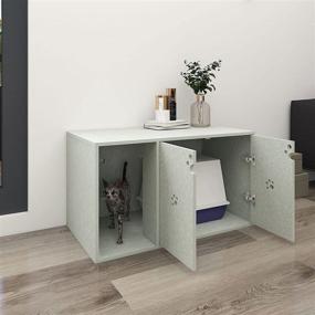 img 2 attached to 🐱 Senich Cat Litter Box Enclosure: Hidden Furniture Pet House - Stylish Cabinet Washroom Bench with Easy Assembly (35.43" L x 19.69" W x 18.5" H, Silver)