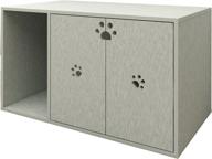 🐱 senich cat litter box enclosure: hidden furniture pet house - stylish cabinet washroom bench with easy assembly (35.43" l x 19.69" w x 18.5" h, silver) logo