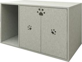 img 4 attached to 🐱 Senich Cat Litter Box Enclosure: Hidden Furniture Pet House - Stylish Cabinet Washroom Bench with Easy Assembly (35.43" L x 19.69" W x 18.5" H, Silver)