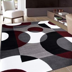 img 4 attached to Soft Area Rug With Modern Circles Design - Easy To Maintain For Home, Office, Living Room, Bedroom, And Kitchen - Burgundy, 10' X 14'