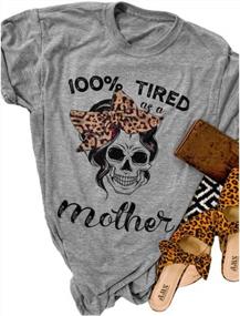 img 2 attached to LORSU Women 100% Tired As A Mother Tshirt Funny Skull Graphic Tees Leopard Bandana Bow T-Shirt Casual Tunic Tops