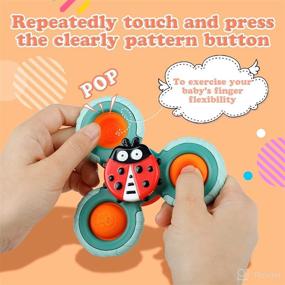img 3 attached to Outgeek Suction Cup Spinner Toys: Set of 3 Sensory Toys for Toddlers 1-3, Window Spinning Top Toys for Baby Simple Dimple Fidget Bath Toy - Ideal Birthday Gifts for Boys and Girls