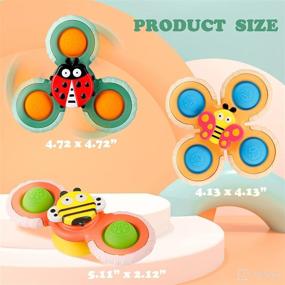 img 2 attached to Outgeek Suction Cup Spinner Toys: Set of 3 Sensory Toys for Toddlers 1-3, Window Spinning Top Toys for Baby Simple Dimple Fidget Bath Toy - Ideal Birthday Gifts for Boys and Girls