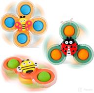 outgeek suction cup spinner toys: set of 3 sensory toys for toddlers 1-3, window spinning top toys for baby simple dimple fidget bath toy - ideal birthday gifts for boys and girls logo