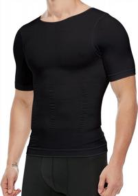 img 4 attached to Men'S Compression Undershirt Slimming Tank Top Workout Vest Abs Abdomen Body Shaper For Men