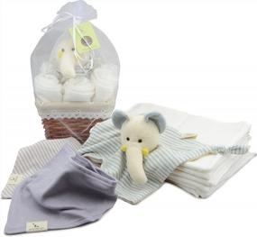 img 4 attached to Organic Cotton Baby Gift Baskets With Comforting Toy, Bibs, Bamboo Burp Cloths, Diapers, And Washcloths By Dordor & Gorgor