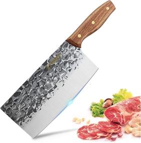 img 4 attached to Hand-Forged Full-Tang Cleaver Knife With Middle Thickness Blade For Meat And Vegetable Cutting - Ideal For Chinese Kitchen Chef, Home Kitchen Use