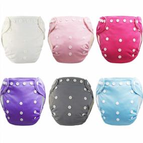 img 4 attached to BlueSnail Baby Bamboo Cloth Pocket Diapers One Size Adjustable Washable Reusable 6 Pack (Multi) (Pink)