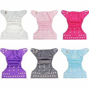 img 3 attached to BlueSnail Baby Bamboo Cloth Pocket Diapers One Size Adjustable Washable Reusable 6 Pack (Multi) (Pink)