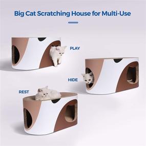 img 3 attached to 🐱 MSBC Big Cat Scratcher Lounge: Corrugated Cardboard Cat Scratcher House with Hole and Large Scratching Lounger Sofa Bed - Indoor Cats' Furniture Protector and Training Toy