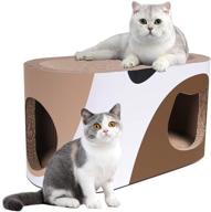 🐱 msbc big cat scratcher lounge: corrugated cardboard cat scratcher house with hole and large scratching lounger sofa bed - indoor cats' furniture protector and training toy logo